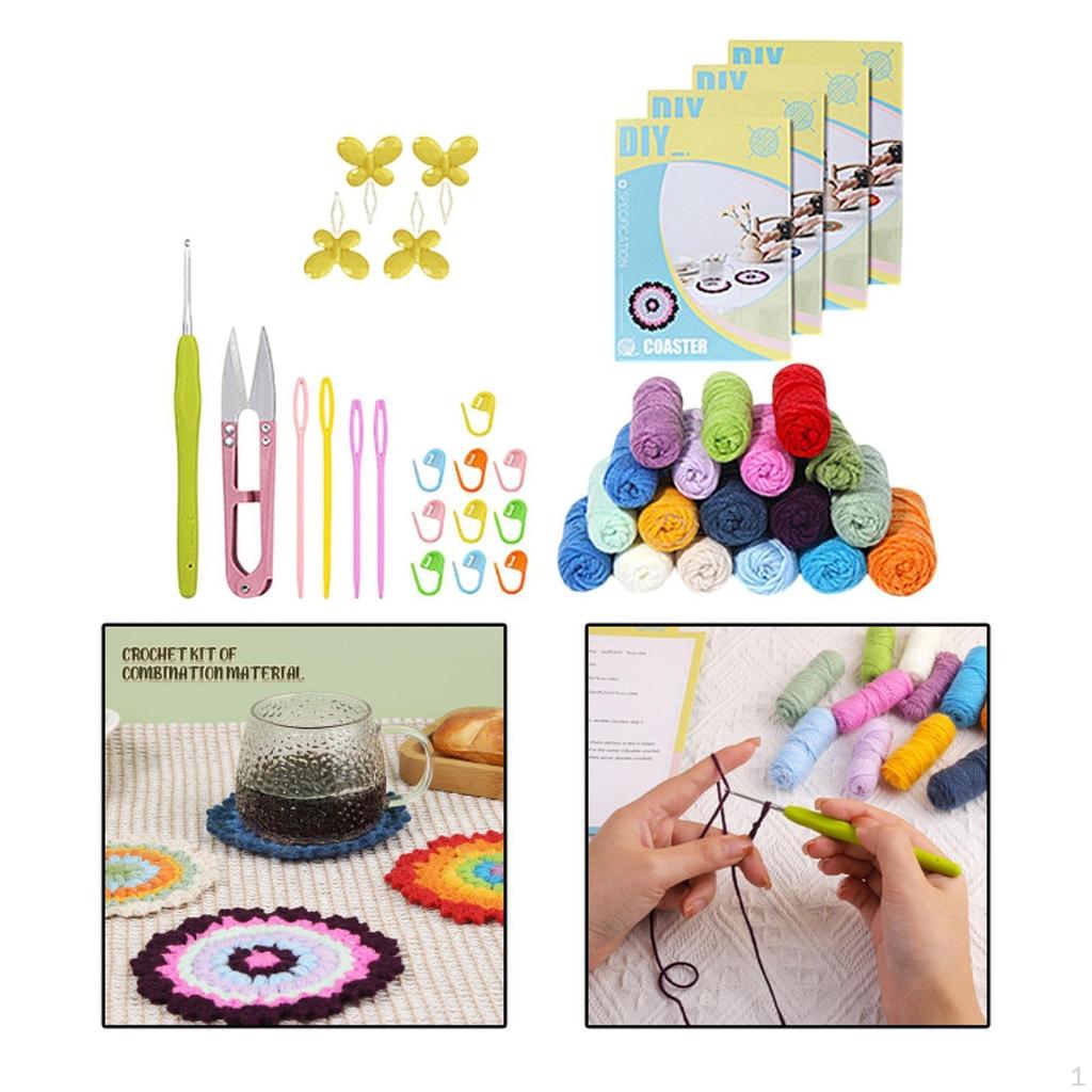 4 Pieces Knitted Drink Coaster Set Cup Pad for Sewing Knitting Holiday