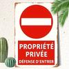 Placa Vintage de Ferro Propriedade Privada Entrada Proibida 20x30cm/ - Decoração de Parede Rústica com Texto em Francês e Símbolo de Proibição, Metal Durável