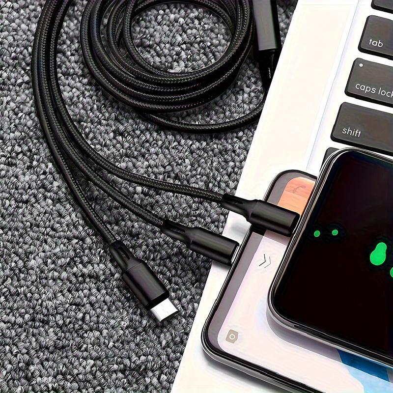 3-in-1 Nylon Braided Data Cable Multi Head 10W Fast Charging Mobile Phone Charging Cable