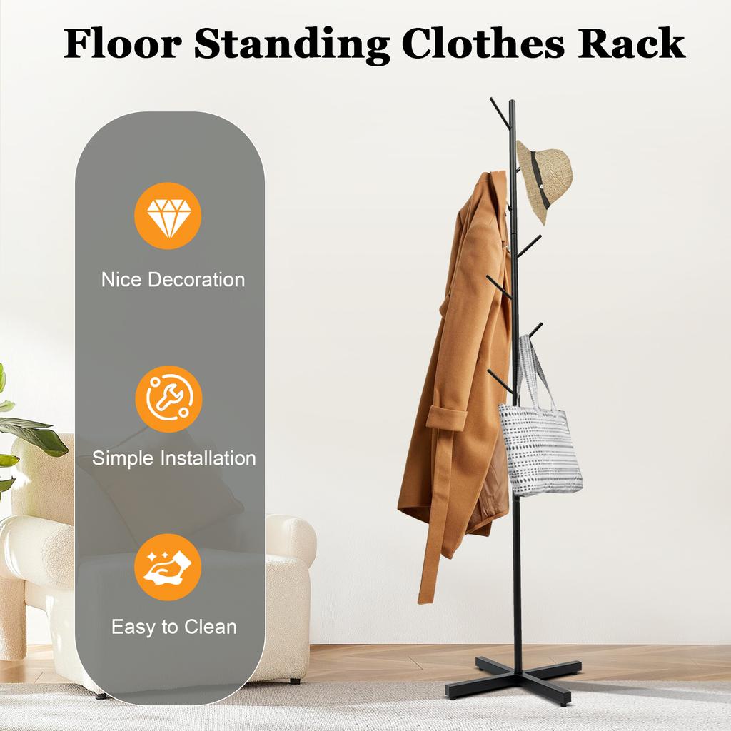 Free-Standing Clothes and Hats Rack Tree-shaped Clothes Rack Metal Coat Rack