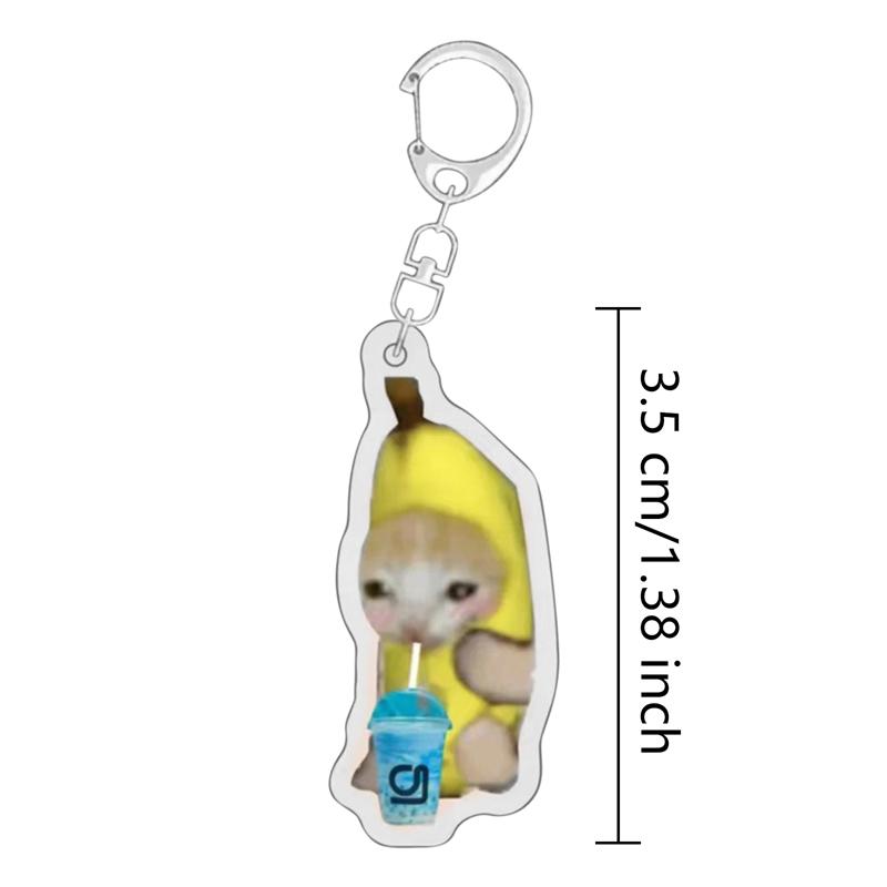 Happy Banana Cat Pendant Keychain Funny Resin Lanyard Small Link Chain Maxwell Cat Keychain Student Gift Bag Accessories Lanyard