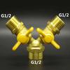 Hose Brab DN15 1/2" BSPP Female To Male Straight Y-type Splitter  Brass Ball Valve Air Fuel Gas with Yellow Butterfly Handle