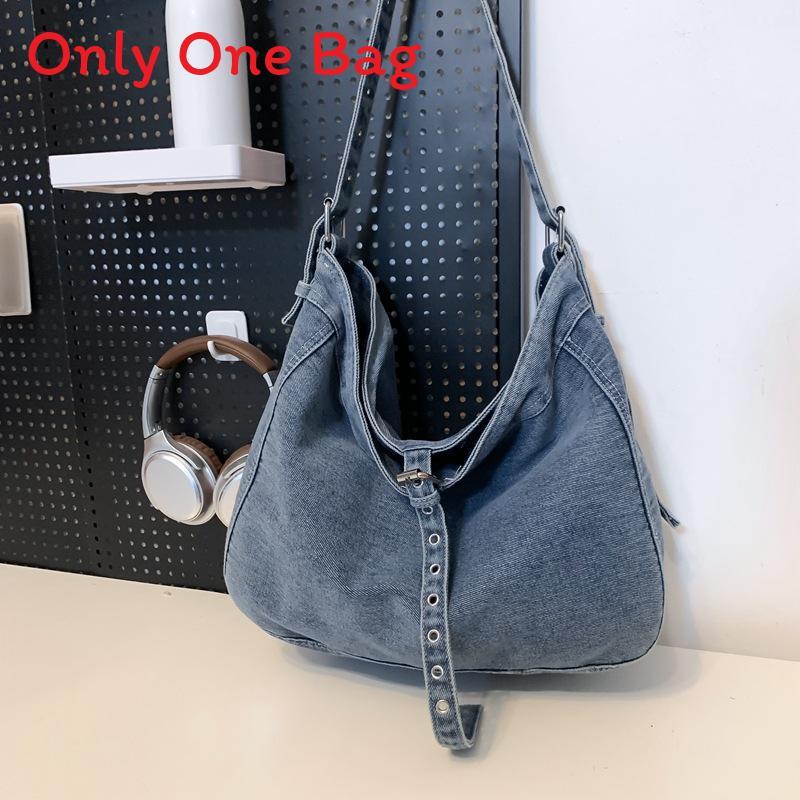 Denim Shoulder Bag For Women With Vintage Style And Large Capacity For Daily Commuting
