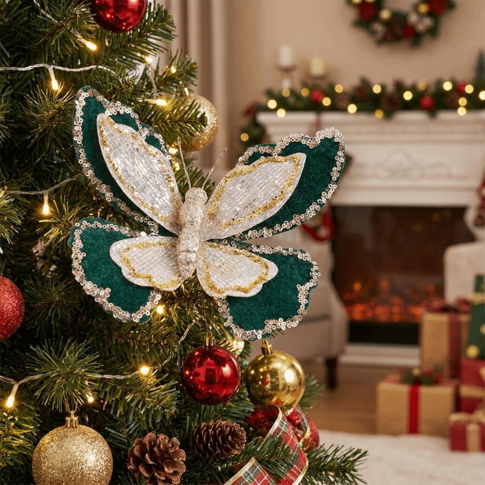 Double-Layered Christmas Butterflies Ornaments Christmas Tree Decoration New Year Celebration