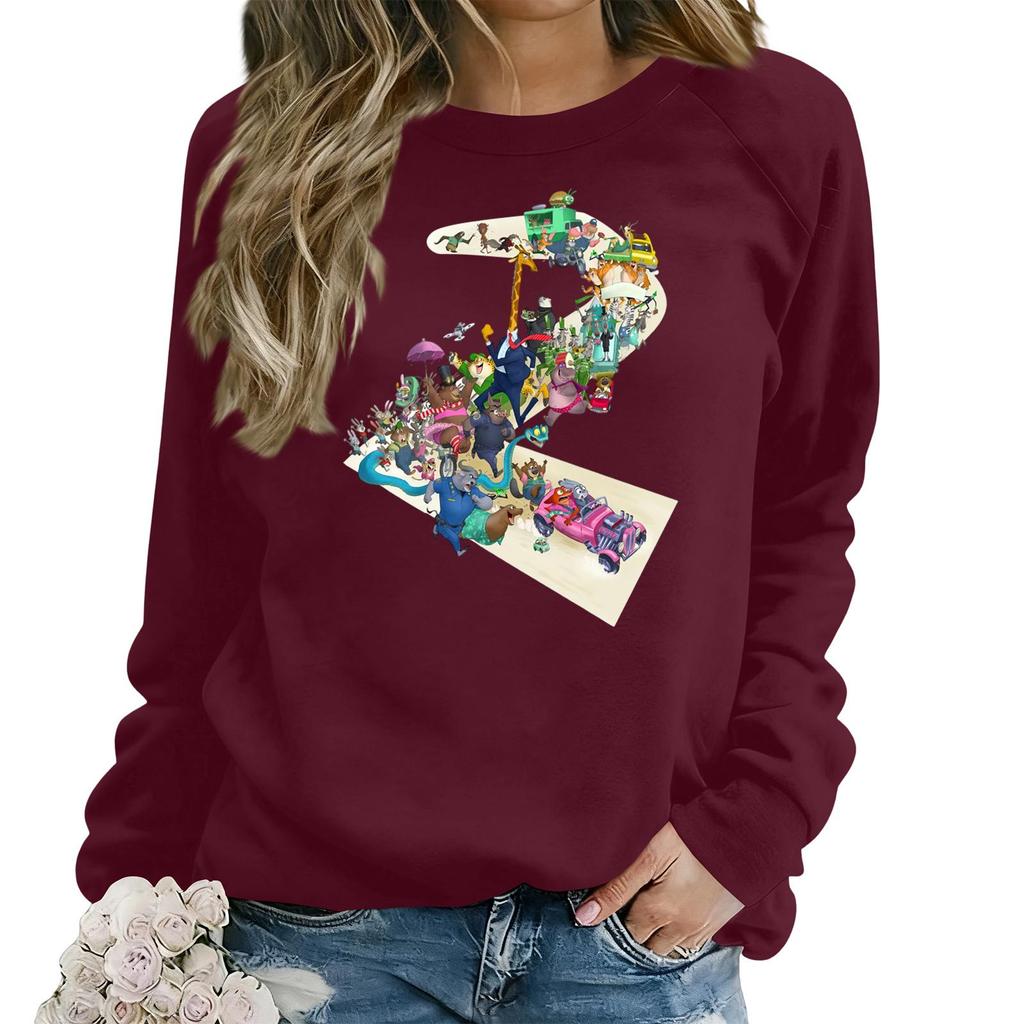 Hanorac larg casual de damă cu mânecă lungă și imprimeu