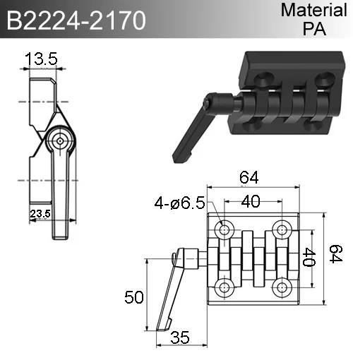 Black Lever Lock Position Hinges with Handle Adjustable Tightening PA for industrial switchgear Distribution Cabinet