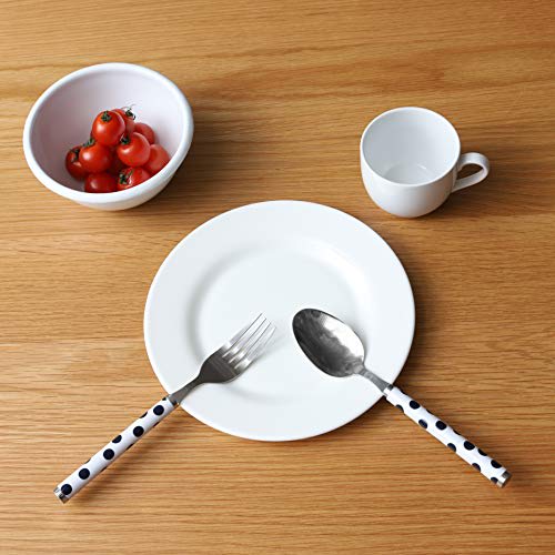 PEARL METAL Cutlery Set, Blue, Spoon M/19.5cm, Fork M/15.5cm, Fork L/20cm, Plastic Handle, 4-Piece Set, Dot Design, B-5535