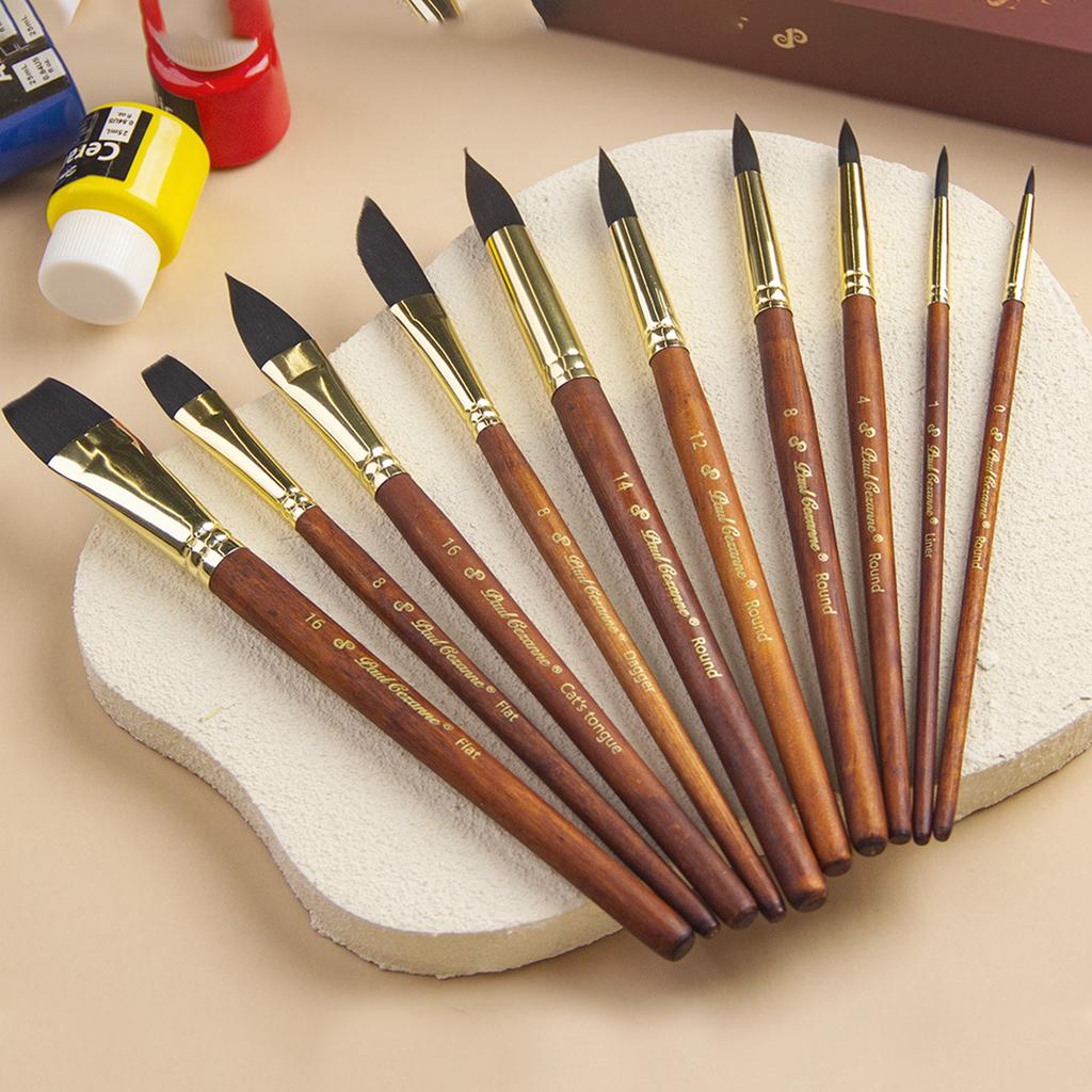 10Pcs Wash Art Brushes Reusable Watercolor Painting Brush Set Wooden Handle Artist Brush For Acrylic & Watercolor Drawing