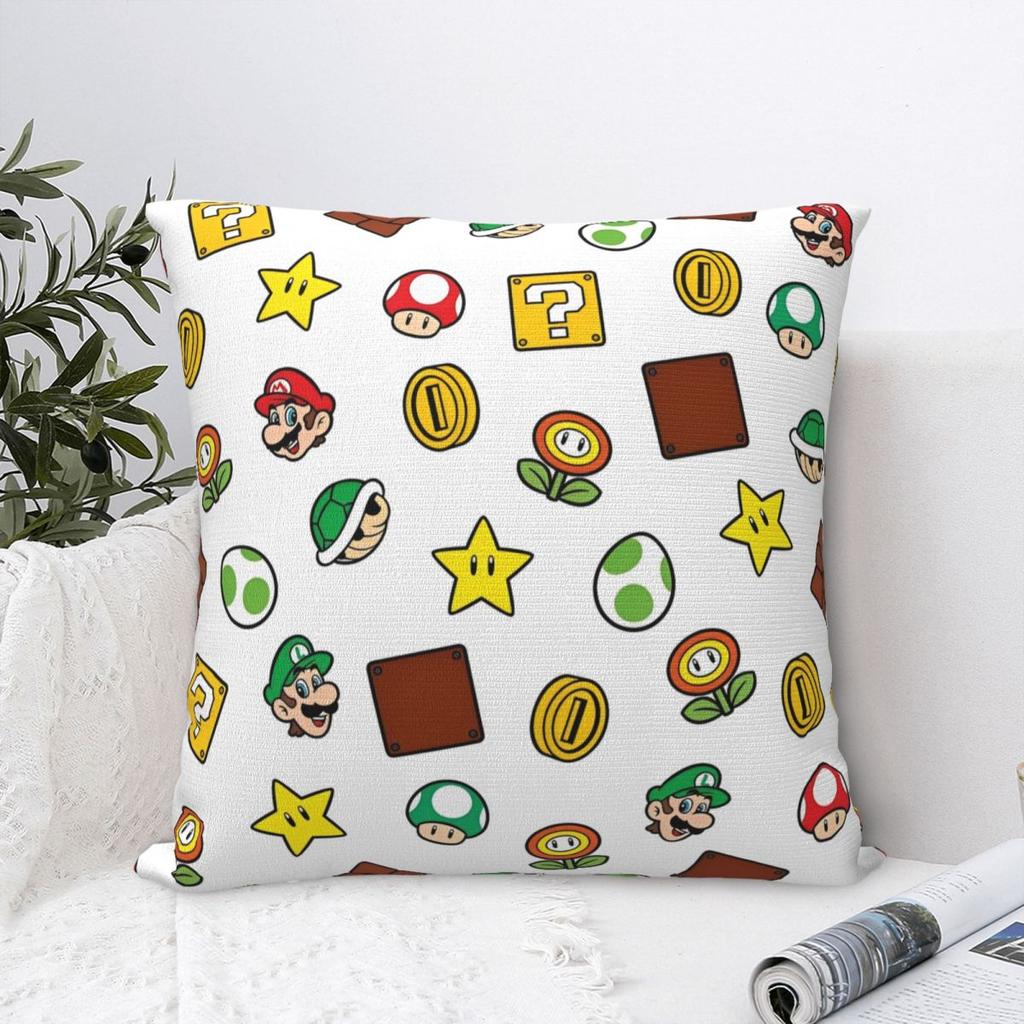 Marios Game Cartoon Square Pillow Cases Cushion Covers Awesome Polyester Decorative Pillowcover for Car 40x40cm