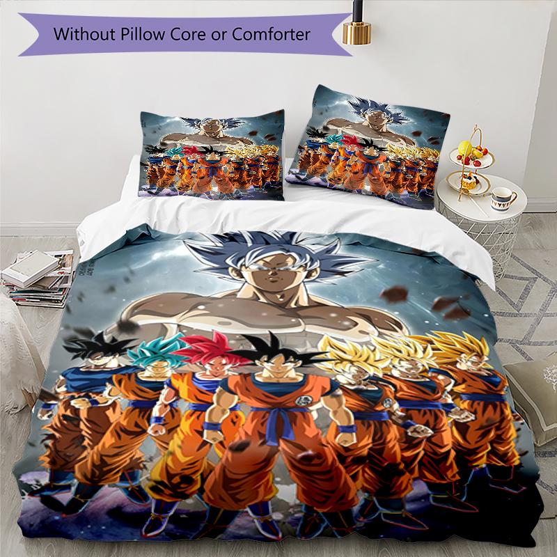 3pcs Dragon Ball3 Design Cover Set - HD Printed Bedding with 1 Cover and 2 Pillowcases - Perfect for Home and Dorm Decor