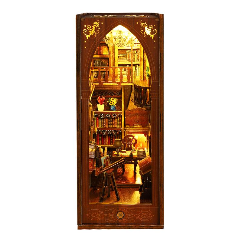 Jiate DIY Handmade Wooden Library Bookstand Model Toy Creative Gift