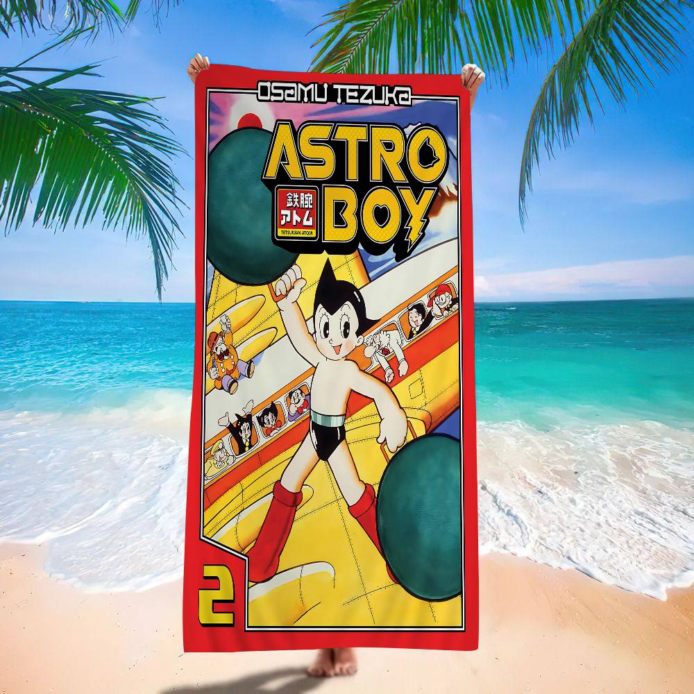Retro A-Astro Boy Iron Microfiber Blanket Quick Drying Beach Towels Oversized Printing Super Absorbent Pool Towel Blanket