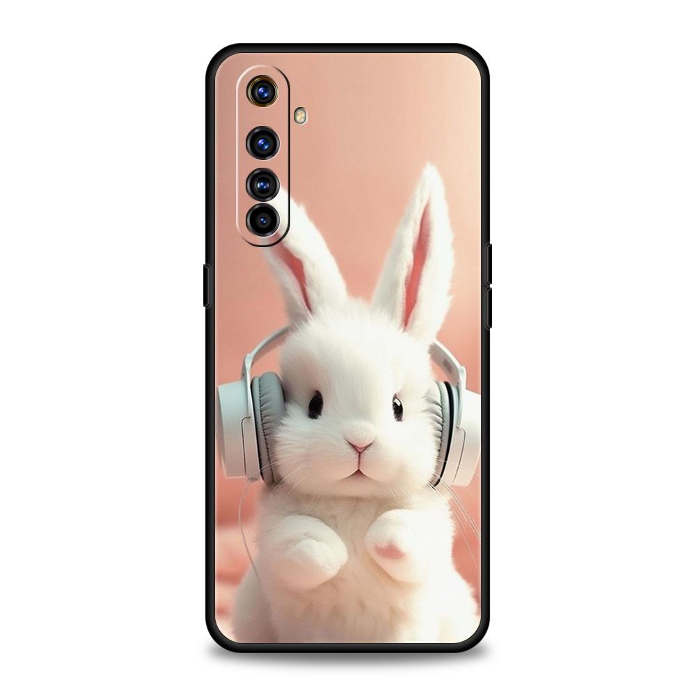 A Cute Rabbit With A Purple Hat Phone Case for Realme 8 9 Pro Plus 8i 9i 6 7 GT2 C21 C25 C3 C11 11 Pro 5G Plus Shockproof Shell
