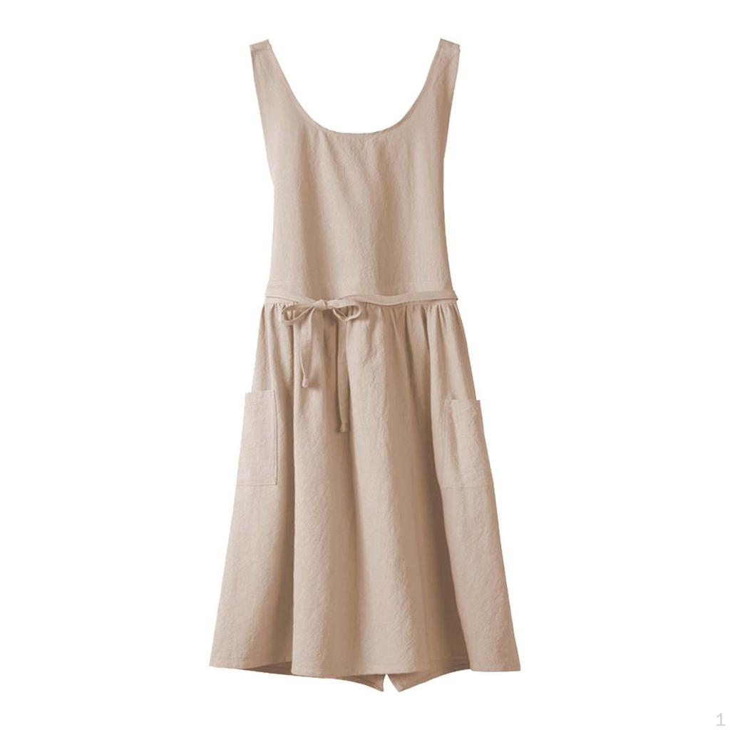 Chef Apron Cotton Kitchen Crew Neck Gardening with Pockets for Home Garden