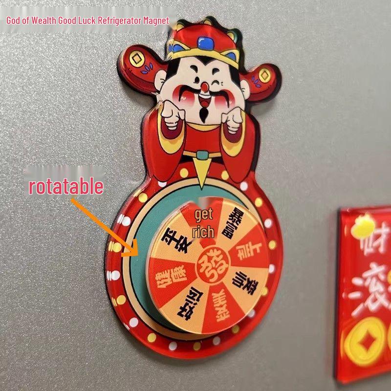 Rotatable Magnetic God of Wealth Fridge Sticker: A Must-Have Blessings Gift