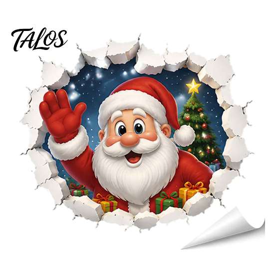 3D Holiday Wall Art Christmas Stickers, Self‑Adhesive PVC Decals, Reindeer Santa Party Decorations Gingerbread Snowman Xmas Decor for Bedroom Living