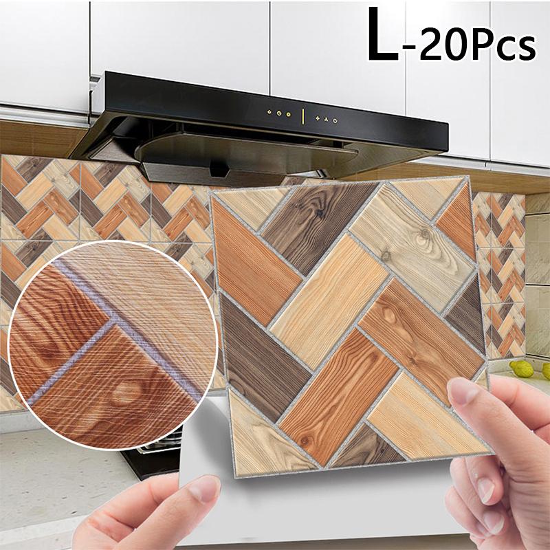 20db 10*10cm fali matrica tapéta PVC öntapadós fa erezetű kerámia csempe Lakásdekoráció