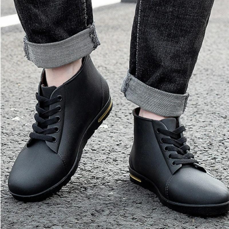 Men Rain Boots Waterproof Shoes Fishing Husband  Man Work Garden Rubber Boot Oil-proof Non-slip Kitchen Shoes Footwear2024