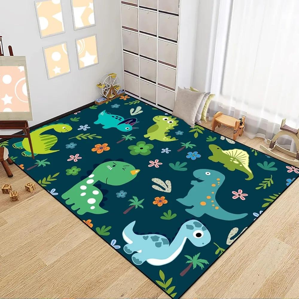 Boys Bedroom Dinosaur Rug Cartoon Dino Area Rugs Funny PlayMat Cute Printed Carpet Polyester Floor Mat Living Room Decor Doormat