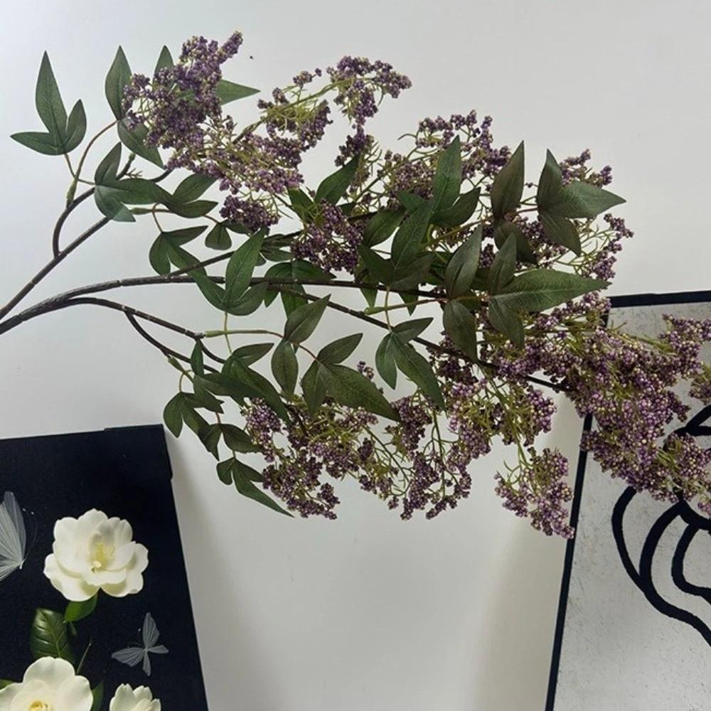 Plastic Artificial Nandina Berry Branch Green Plants Small Fruit Artificial Sophora Flower Realistic Faux Flower Flower Ornament