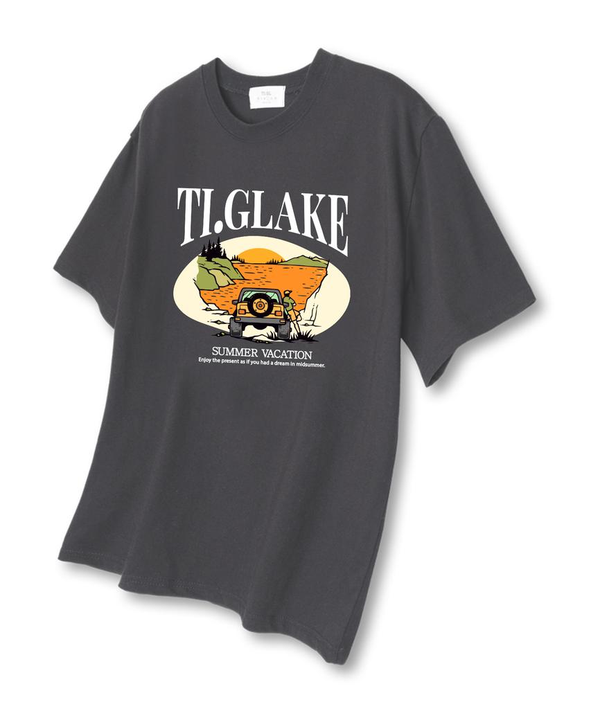 TI.GLAKE Sunset Off-Road Oversized Short Sleeve T-Shirt Dark Gray