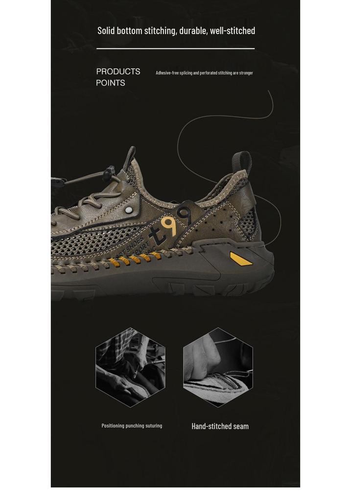 Handmade Men's 2026 New Summer Mesh Hollow Breathable Shoes