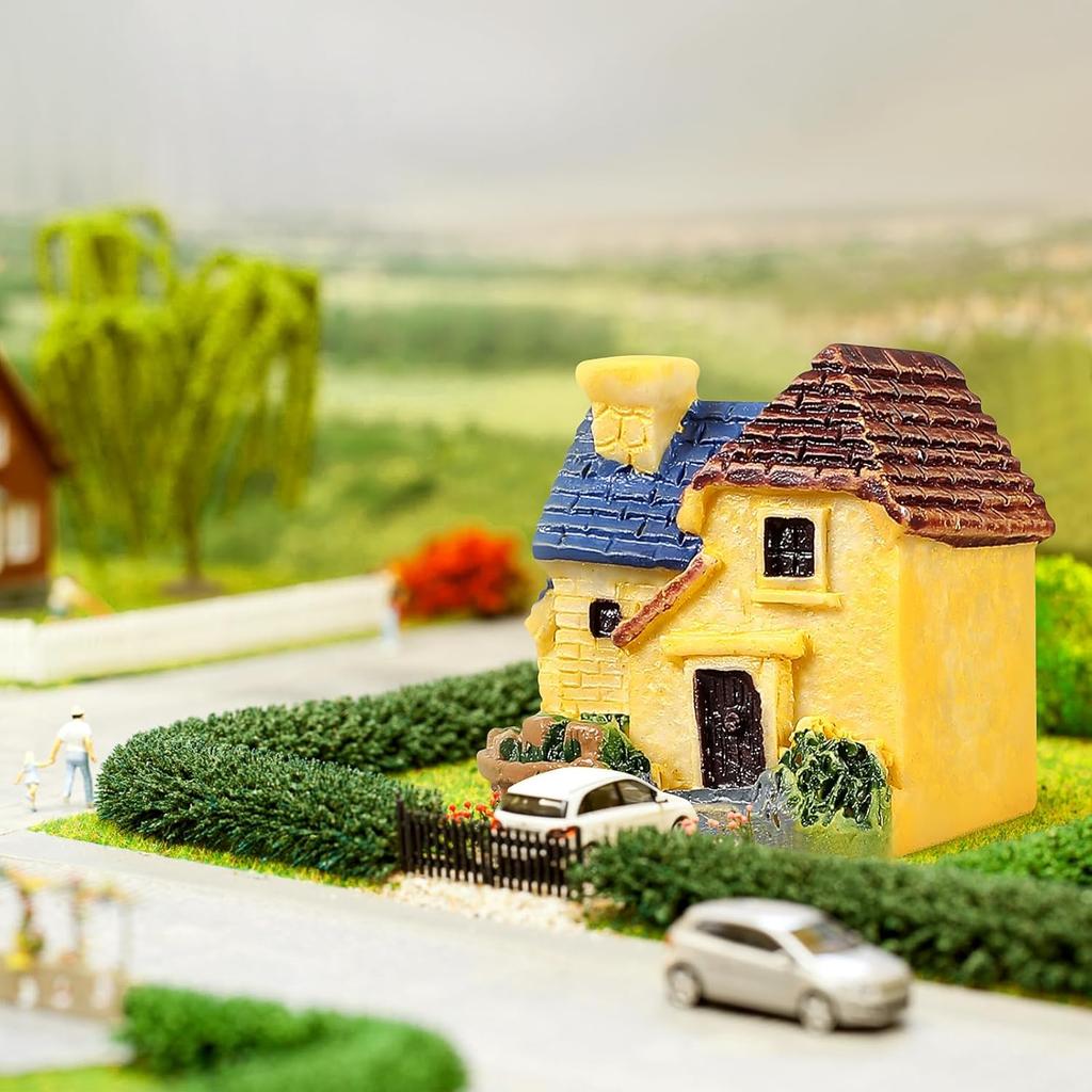 4pcs Miniature House Fairy Garden Resin House Bonsai Craft Micro Landscape DIY Garden Decoration Village Decor