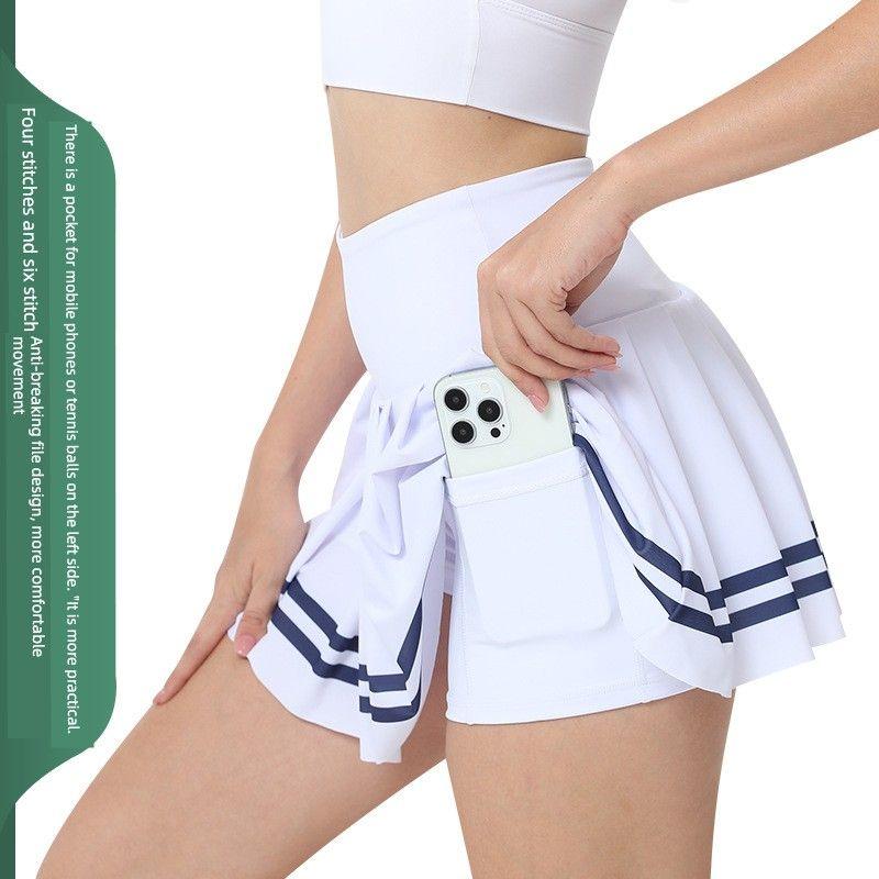 Foreign Trade New Bars Print Badminton Tennis Skirt Fitness Yoga Pleated Skirt Outdoor Running Short Exercise Skirt