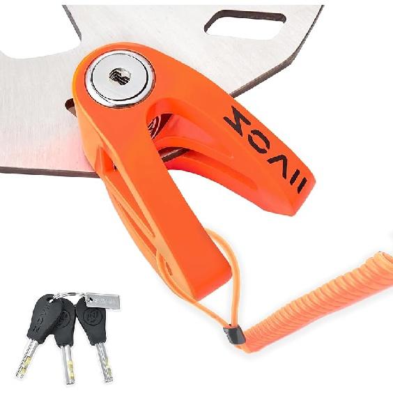 Bloccadisco, Perno di bloccaggio da 10 mm Antifurto Acciaio legato Tipo a peso Design a V, Applicabile a Motocicletta Bicicletta elettrica Scooter, Fluorescente