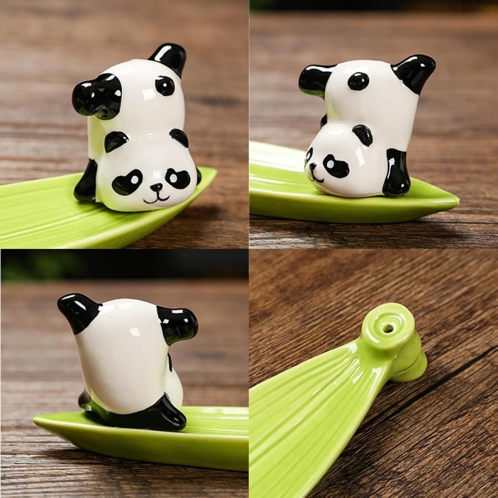 Boat Shape Incense Stick Burner Ash Catcher Incense Holder Aromatherapy Plate Resin Panda Figurine for Home Spa Decoration