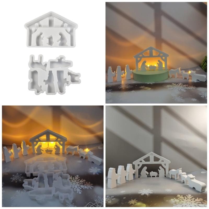 2Pcs Christmas Theme Silicone Molds Candle Holder Molds for Candle Holder Plaster Decoration, Epoxy Resin Silicone Molds