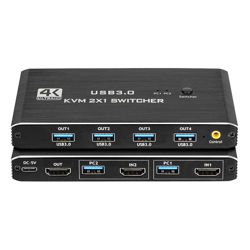 4K HDMI USB 3.0 KVM Switch: 2-PC Input, 1-Output Converter