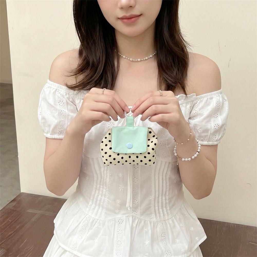 Cute Earphone Bag Plaid Mini Makeup Bag Multifunctional Floral Organizer Bags Student