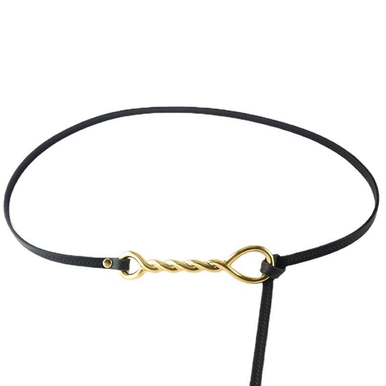 Fashion Gold Twists Knot Decoration Women Thin Belt For Fashion Dress And Summer Outfits