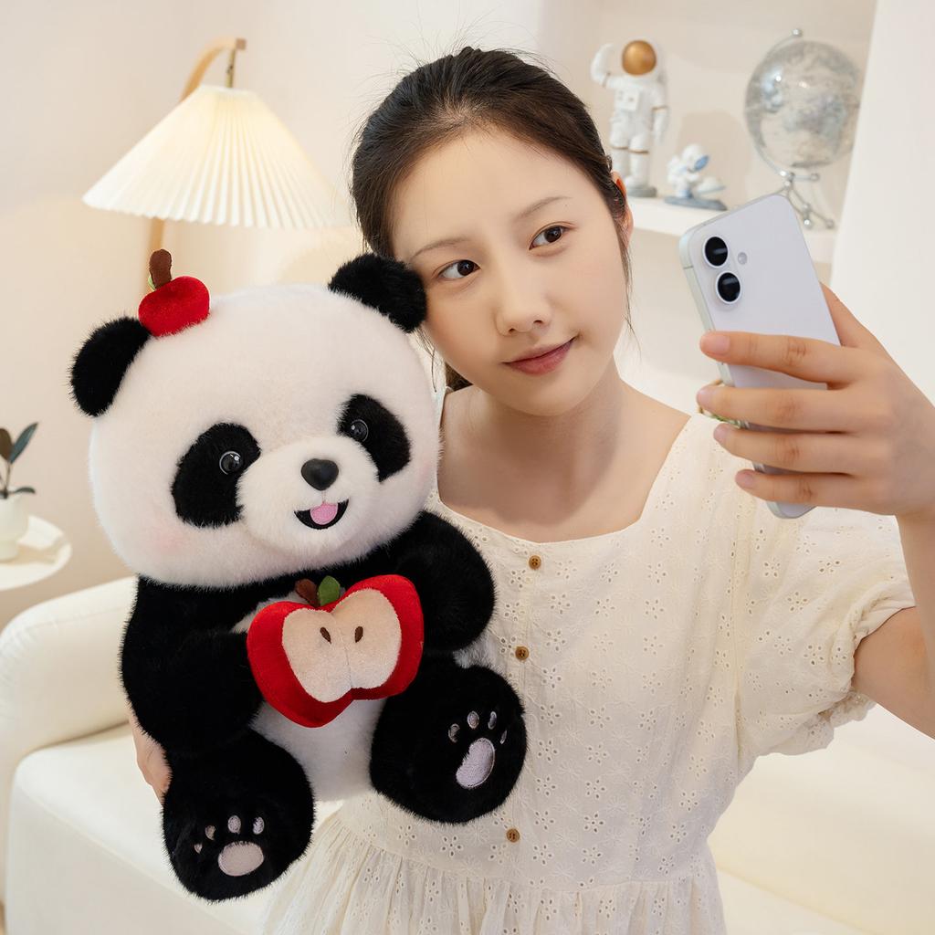Super Cute Umbrella Panda Plush Toy Girl Birthday Gift Apple Round Panda Hall Souvenir Home Decoration