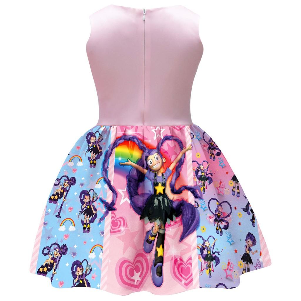 94256 Kids Girls Lily Lovebraids Printed Bow Sleeveless Casual Dress