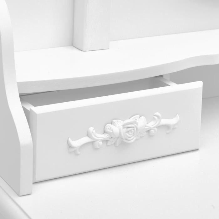 VidaXL Vanity Table Set with Stool White 75x69x140cm Paulownia