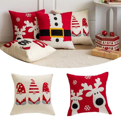 Embroidery Pillow Case for Bedroom or Living Room Comfortable Christmas Themed Pillowcase Removable Cushion Cover