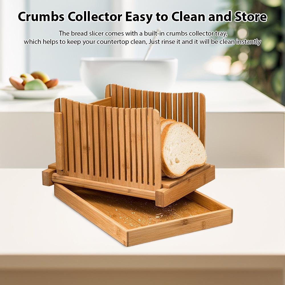 Bamboo Bread Slicer for Homemade Bread 3 Adjustable Thickness Foldable Easy To Clean Store Bread