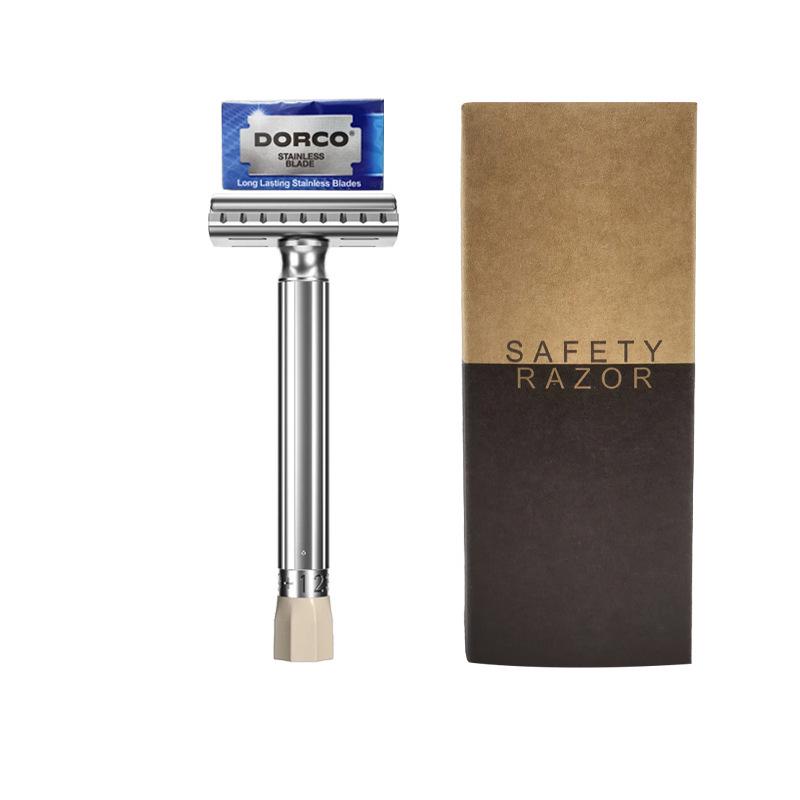 Adjustable T-Type Manual Razor for Men - Double-Edge, Old-Fashioned, Two-Piece Design