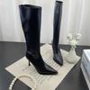 2025 New Wind Pointed Thin But Knee Boots Women's Autumn Thin Heel High Boots Rear Zipper High Heel Thin Boots
