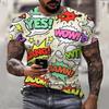 Men's T-shirt 3D Graffiti Print Street Style Personality Hip Hop Harajuku Short-sleeved T-shirt