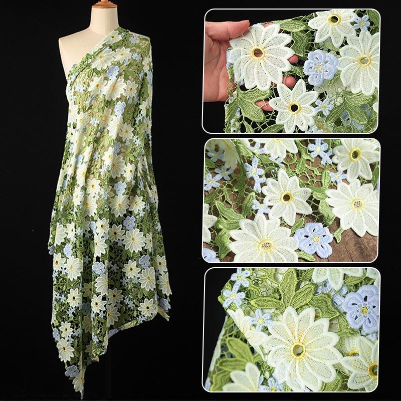 50*130 cm Chic Grün Bestickte Blumen Stoffe Für Diy Nähen Kleidung Hut Kleid Kleidungsstück Hintergrund Decor Art Designer Stoff