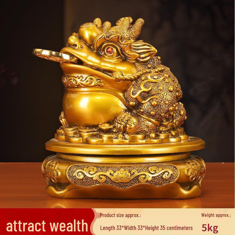 Golden Toad Treasure Bowl - Money-Attracting Decor for Home or Office