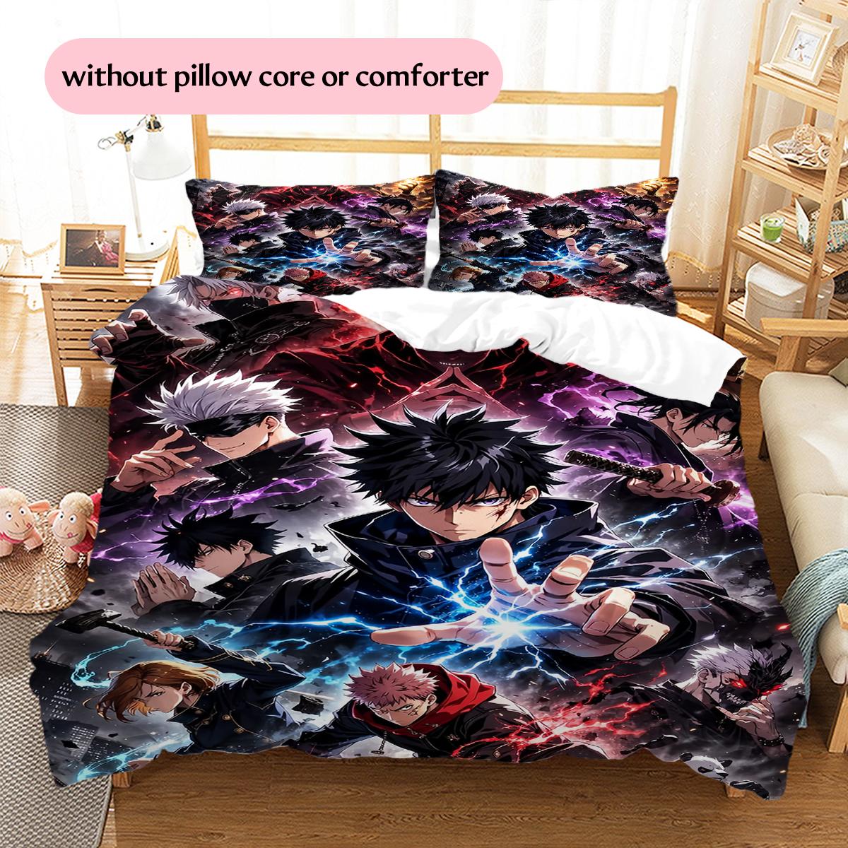 

Kaisen CharactersPattern Bedding Quilt Set Home Decoration Gift (1 * duvet cover + 2 * pillowcase without core) 135x200cm