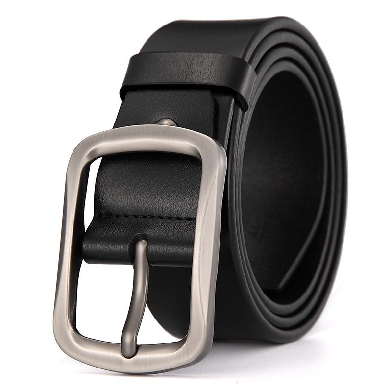Men'S Leather Belt Two-Layer Cowhide Retro Pin Buckle Belt Casual Waistband Bandwidth