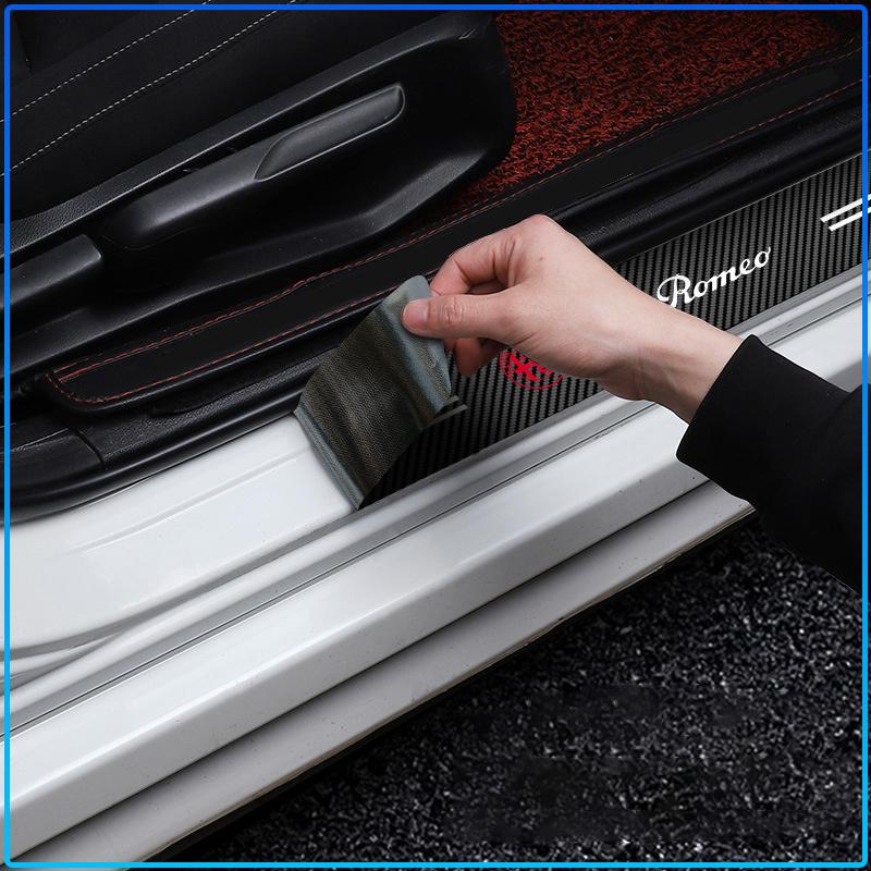 For Alfa Romeo 147 159 Giulietta Giulia Mito Spider Alpha Nheadrest 4Pcs Carbon Fiber Car Door Sill Protection Sticker Anti-scratch Refit