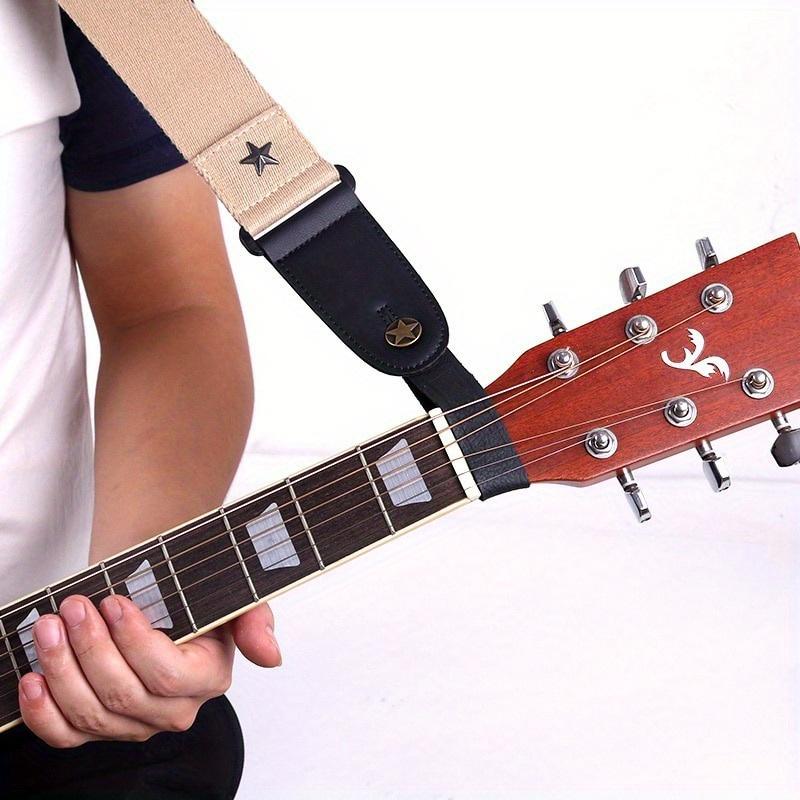2PCS Guitar Neck Strap Leather Head Belt Holder Button Safe Lock Ukulele Bass Folk Acoustic Electric Guitar Accessories