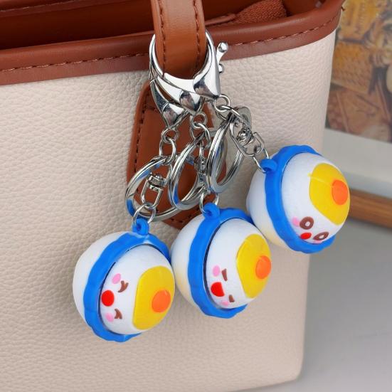Ryż Żółtko Jajka Clicker Breloczek Zabawka Odstresowująca Kreskówkowa Miska Ryżu Przycisk Dekompresyjny Breloczek Fidget Breloczek do Kluczy Torba Plecak Portfel Zawieszka