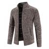 Autumn Winter Men Plush Thickened Stand Collar Jacket Male Half High Neck Knitted Cardigan Men Soild Color Fleece Sweater